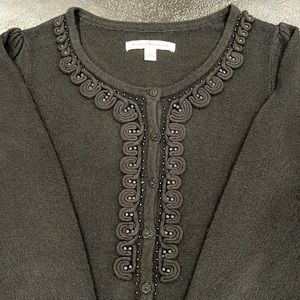Debbie Morgan Black Beaded Embellished Cardigan Size Medium